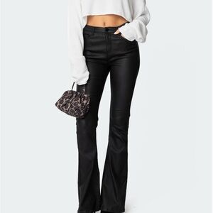 Edikted Black Flare Leather Pants